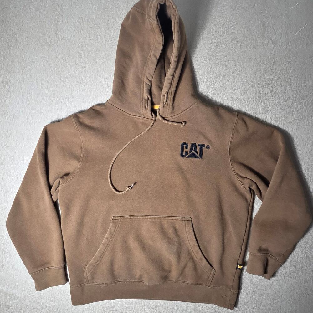 Caterpillar CAT Trademark Embroidered Logo Pullover Hoodie Brown Men's Medium